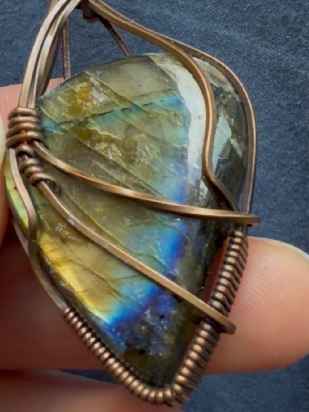 Copper Wrapped Labradorite Necklace - Picture 6 of 11
